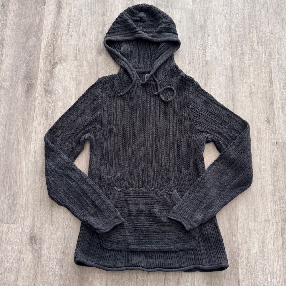 Y2K Abercrombie & Fitch Womens Ribbed Knit Hooded Sweater Dress oversized Medium